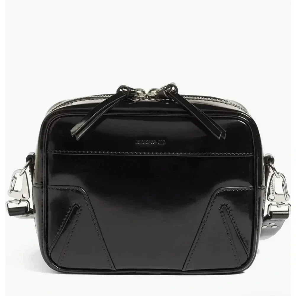 Rag & Bone Patent Leather Black Mini Flight Camera Crossbody Bag